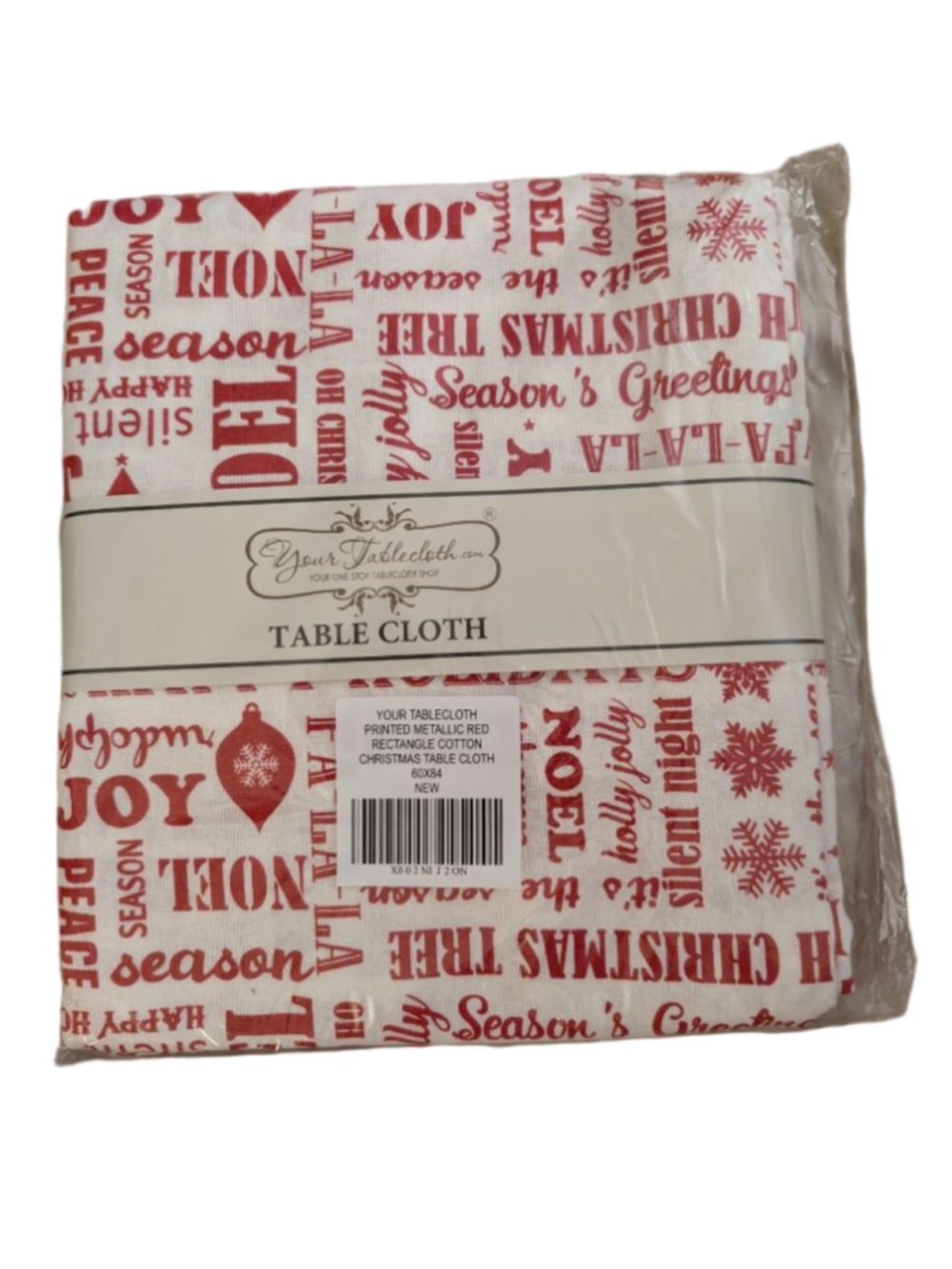 Your Tablecloth Christmas Table , Rectangle 60x84 White Red